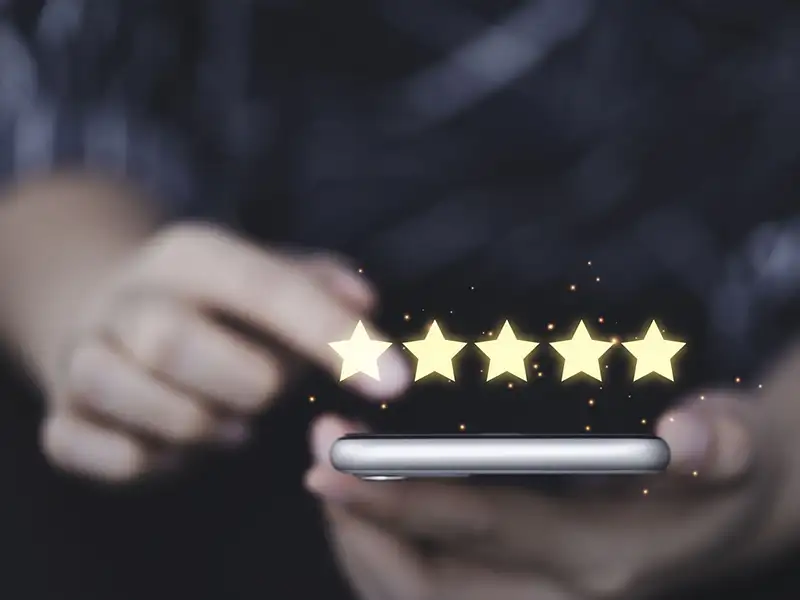 Person leaving a 5 star review